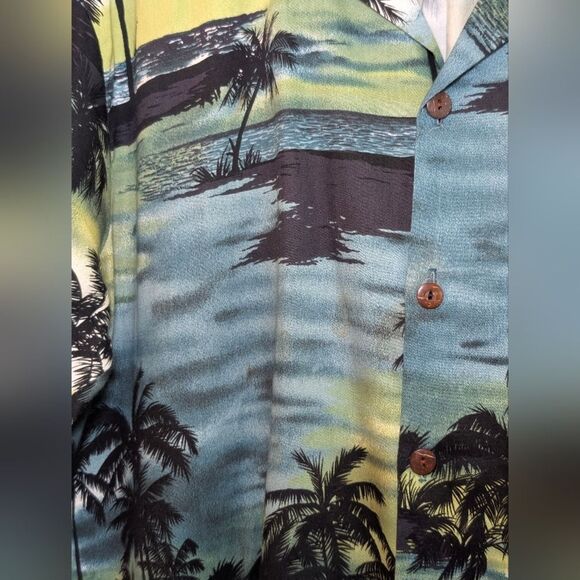 Vintage Hilo Hattie Hawaiian Shirt XL Blue Floral Cotton Aloha Made In USA 90s - Picture 5 of 7